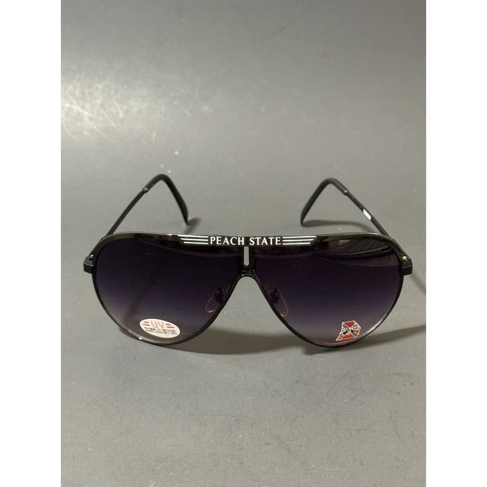 Vintage‎ Peach State Georgia Black Framed Aviator Sunglasses UV100